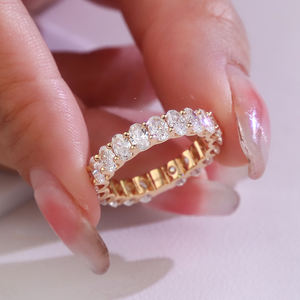 خاتم من الماس المزروع في المختبر بيضاوي الشكل 18K 14K 10K خواتم مجوهرات راقية لحفلات الزفاف للنساء - Product Image 1