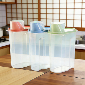 Large Plastic Airtight Storage Jar With Lid Rectangle Shape For Kitchen Grain Snack Food Container Bottle Size L - Product Image 1