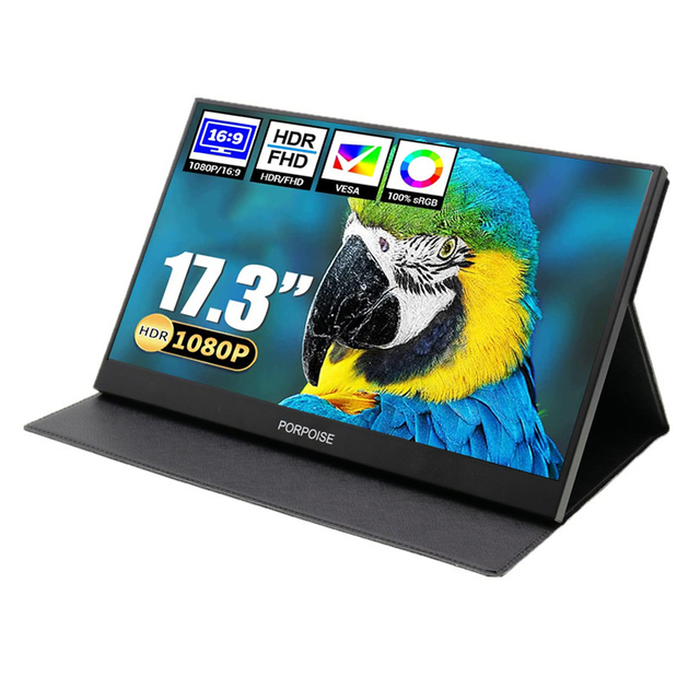 Ultra Thin 4mm Slim Bezels 1080p Ips Panel HDR Gaming Portable Monitor 17.3 Inch with USB Type c Port for PS4 xbox