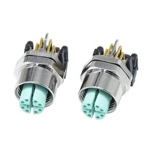 Connecteur M12 8 broches codées en X à souder coudé prise femelle étanche IP67 connecteur de montage sur panneau - Product Image 3