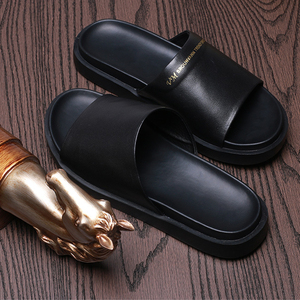 Tongs en cuir véritable pour hommes, collection été 2025, antidérapantes, <span class=keywords><strong>semelle</strong></span> souple, sandales de plage décontractées, claquettes d'extérieur, échantillon gratuit - Product Image 6