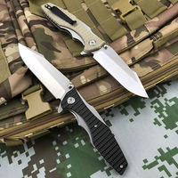 Couteau pliant CPM Blade Spear Point à bord plat, manche G10, qualité DIY, pour camping, chasse, usage extérieur (personnalisable OEM)