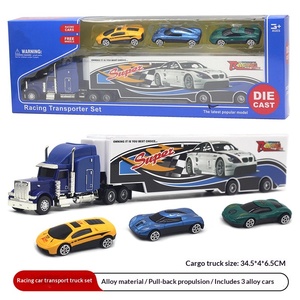 Modèle de <span class=keywords><strong>camion</strong></span> porte-conteneurs américain en métal à l'échelle <span class=keywords><strong>1</strong></span>/48 de 34 cm avec un ensemble de 3 voitures, jouet transfrontalier en promotion - Product Image 6