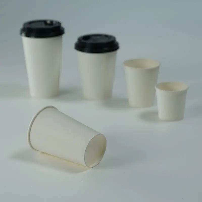 8oz 12oz 16oz Custom Logo Disposable Single Double Wall Paper Coffee Cups With Lids High Quality Double Wall Paper Cup