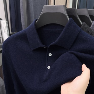 Maglia <span class=keywords><strong>Polo</strong></span> di Alta Qualità per Uomo, <span class=keywords><strong>Manica</strong></span> <span class=keywords><strong>Lunga</strong></span>, Colletto, Tinta Unita, Spessa e Calda - Product Image 5