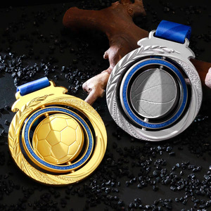 Médailles de football et de basketball personnalisées de haute qualité avec rubans, médailles sportives en alliage de zinc personnalisées - Product Image 1