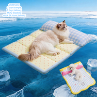 Tapis rafraîchissant pliable pour animaux de compagnie, respirant et imperméable, coussin à pois et à carreaux pour chiens, chats et petits animaux