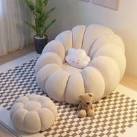 Fauteuil Cocooning Pumpkin Boucle pivotant avec dossier rembourré, chaise de salle à manger moderne, mobilier de salon