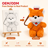 Peluche renard à rayures avec fraise, jouet en peluche orange doux, cadeau personnalisable