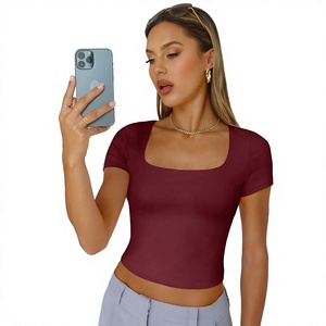 Women's Open Back Baby Tee Fitted <b>Cap</b> <b>Sleeve</b> Backless T Shirt Trendy Y2K Streetwear Fashion <b>Top</b> Custom Logo Wholesale OEM - Product Image 5