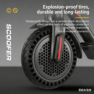 Patinete Eléctrico Plegable con Neumático Antipinchazos de Panal y Freno de Disco de Acero de Alto Carbono, Stock en Almacenes de EE. UU./CA/UE - Product Image 2