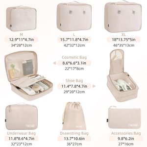 Juego de 8 Cubos de Embalaje con Cierre de Cremallera y Cordón, Organizadores de Equipaje Ligeros y Resistentes <span class=keywords><strong>al</strong></span> Agua, Bolsas y Estuches para Viaje OEM - Product Image 2