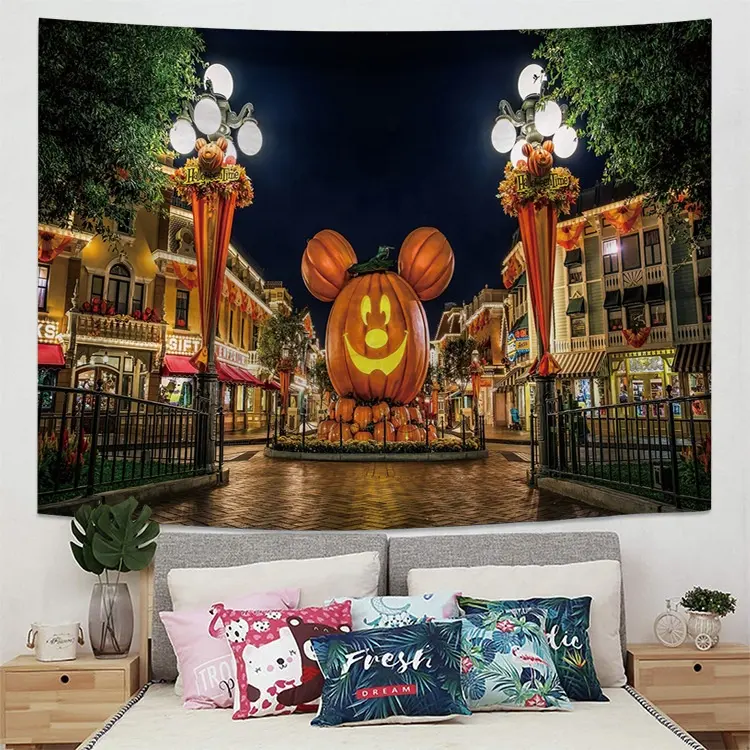 Multipurpose Vibrant Bright Colorful Halloween Series Indoor Outdoor Dorm Classroom Office Decoration Tapestries Wholesale