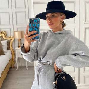 女式慢跑服两件套运动服运动服套装性感长袖裁剪连帽衫紧身裤套装 - Product Image 6