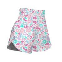 Short de sport personnalisé à sublimation intégrale, imprimé léopard violet menthe, taille haute élastique, doublure intégrée, coupe ample, jupe-short de gym pour femme