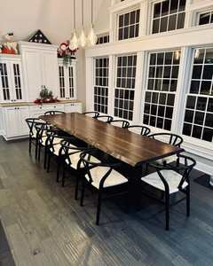 רהיטי מסעדת עץ אלון דרום אמריקאי, משטחי עבודה מעץ מלא, שולחן עץ מלא עם קצה חי, משטח עץ מלא לחדר אוכל - Product Image 4