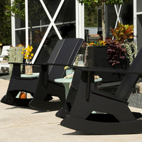 Moderner Adirondack-Stuhl im Freien für Patio Garden HDPE Moon Chair Feuerstelle für den Strand Verwenden Sie traditionelle Kunststoff-Holz-Schaukel bank