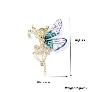 하이 엔드 새로운 천사 날개 브로치 어린이 춤 소녀 코트 코사지 창조적 인 의류 핀 크리스탈 도금 보석 가공 - Product Image 2