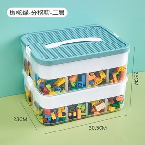 Vente en gros : Organiseur de rangement pour jouets empilable à 2 niveaux pour blocs de construction, briques, poupées et artisanat, avec couvercle intégré et 3 niveaux réglables - Product Image 6