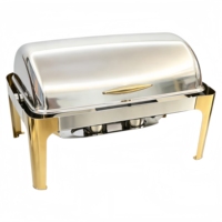 Ensemble de réchauds de luxe à couvercle roulant, chauffe-plats commerciaux en acier inoxydable pour buffet avec supports à combustible, équipement de restauration