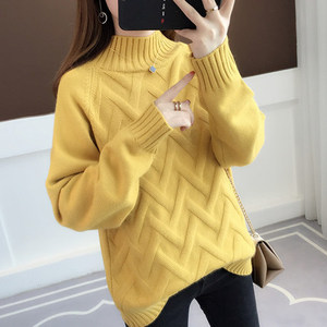 Maglione a Collo Alto da <span class=keywords><strong>Donna</strong></span>, Versione Coreana Ampia, Nuovo Stile Casual alla Moda, Top in <span class=keywords><strong>Maglia</strong></span> - Product Image 2