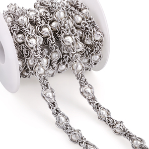 وصل حديثًا: سلسلة لؤلؤية من الفولاذ المقاوم للصدأ Cx B837، مصنوعة يدويًا بتصميم هندسي، لا يتغير لونها، مكونات هيب هوب لصنع قلائد وأساور بنفسك. - Product Image 1