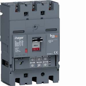 HNT250JR ปรับแต่งได้ด้วยเซอร์กิตเบรกเกอร์แบบหล่อขึ้นรูปของ Hagers รุ่น h3+ P250 LSI 3P 40kA 250A - Product Image 1