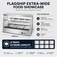 Vitrine chauffante commerciale à double couche 220V 1.4kW pour boulangerie, restaurant, buffet et traiteur