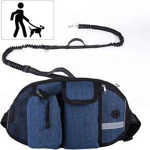Laisse pour chien mains libres, laisse de course pour chien avec distributeur de sacs à excréments et poche pour le jogging, le <span class=keywords><strong>vélo</strong></span>, la course à pied et la marche - Product Image 1