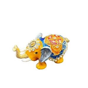 Блестящая Бриллиантовая фигурка в форме маленького слона, металлические предметы ручной работы, коллекционные подарки