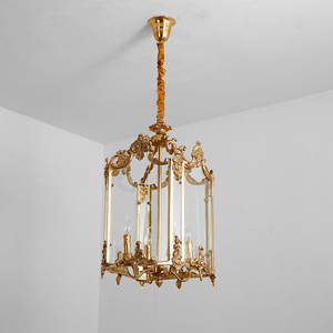 Orta yüzyıl vintage dikdörtgen pirinç lamba cam fenerler dekoratif kafes pirinç kolye lamba - Product Image 2