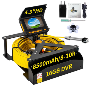 Caméra d'<span class=keywords><strong>inspection</strong></span> des canalisations d'égout 1080P HD Écran 4,3 pouces Câble de 20 m Vision nocturne DVR 16 Go Étanche IP68 Garantie 1 an - Product Image 1