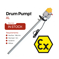 Pompe à fût chimique antidéflagrante OEM 220V haute pression certifiée IP55 internationale avec moteur 1.1 CV et câble de 3m