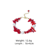 Perle d'eau douce naturelle Bracelet de perles de pierre de corail rouge Bijoux de luxe pour femmes coréennes Cadeaux pour femmes et filles GB1123
