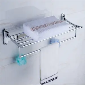 Stainless Steel Mobile Towel Rack Double Folding Shelf Bathroom Bathroom Accessories Towel Rack