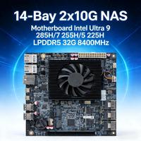 Placa Base Topton para NAS de 14 Bahías, 2x10G LAN, Intel Ultra 9 285H/7 255H, 32G LPDDR5, Máximo 12*SATA, 2*NVMe, 2*USB4, Mini PC para Juegos