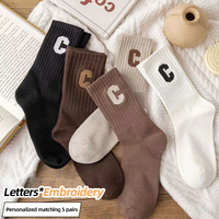 Chaussettes Jacquard d'Hiver Personnalisées avec Logo, Nouvelles Chaussettes Athlétiques Respirantes à Rayures pour Femmes, Motif Lettres Mignonnes