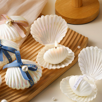 Moderne Handgemachte Organische Muschelförmige Sojawachs-Duftkerze in Muschelbox mit Perlenband Hochzeitsgeschenk Brautparty-Geschenk Weihnachtsgeschenk