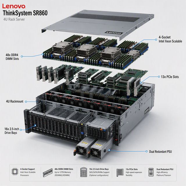 For ThinkSystem SR860 V2 4U Intel Xeon Rack Server in Stock Designed for High-volume Network Transaction Processing