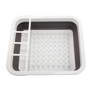 Égouttoir à vaisselle de cuisine pliable Ustensile en silicone Panier de séchage pliable Panier d'égouttage détachable