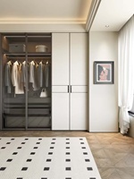 Armoire de chambre contemporaine personnalisable avec éclairage LED, écologique, résistante à l'humidité, durable, gain de place, suspendue