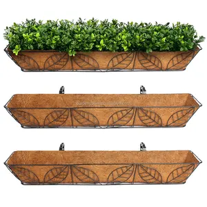 Coco Fiber Gevoerd Muur Trog Draad Metalen Blad Mand Planter Bloem