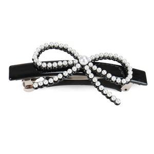 Style coréen Arc Pinces À <span class=keywords><strong>Cheveux</strong></span> En Acétate De Cellulose Barrettes à <span class=keywords><strong>Cheveux</strong></span> Élégant Arc <span class=keywords><strong>Perle</strong></span> Bijoux - Product Image 1