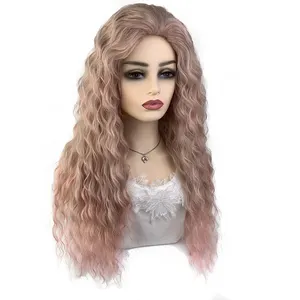 Wholesale of women's pink multiple colors, wavy and curly wigs, fashionable, natural and atmospheric synthetic wigs