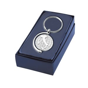 <b>Rotating</b> <b>Globe</b> Keychain Italy Map Design Silver Metal Key Ring Travel Gift - Product Image 3