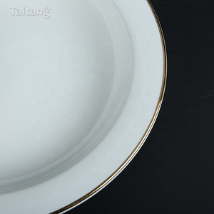 Taitang Hôtel Restaurant <span class=keywords><strong>Assiette</strong></span> <span class=keywords><strong>Creuse</strong></span> Or Blanc Jante Dîner En Céramique <span class=keywords><strong>Assiette</strong></span> <span class=keywords><strong>Creuse</strong></span> Pour La Salade de Pâtes - Product Image 5