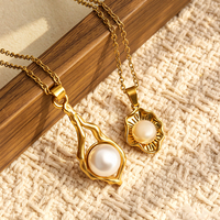 Collier pendentif en acier inoxydable plaqué PVD 18 carats avec perle d'imitation irrégulière, chaîne de clavicule pour femme