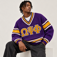 Pull personnalisé avec logo, pull d'hiver pour homme, pull décontracté à col rond brodé, pull ample de style universitaire, veste varsity, pull en tricot