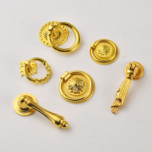 European Style Zinc Alloy <b>Drawer</b> Ring Handle <b>Gold</b> Finish Durable Cabinet <b>Pull</b> Single Hole Installation - Product Image 1