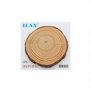 ILAN Round Wooden Base 4-5 Cm Natural <b>Wood</b> <b>Slice</b> For Crafts And Decorations 4Pc - Product Image 2